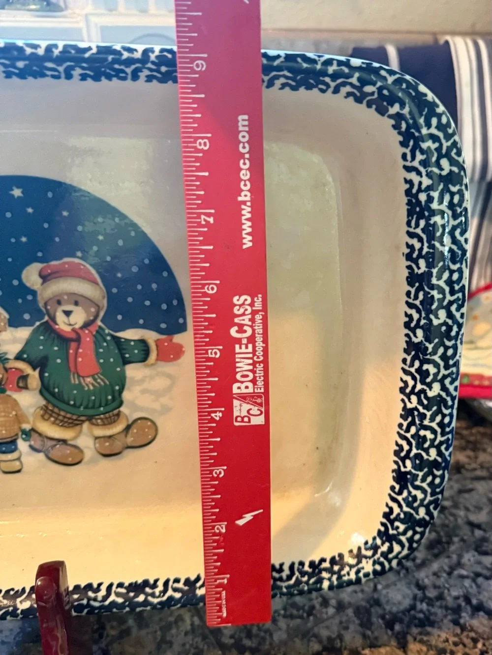 Christmas Tree Bear Holiday Stoneware Casserole Dish Dolgencorp, Inc.  14”.